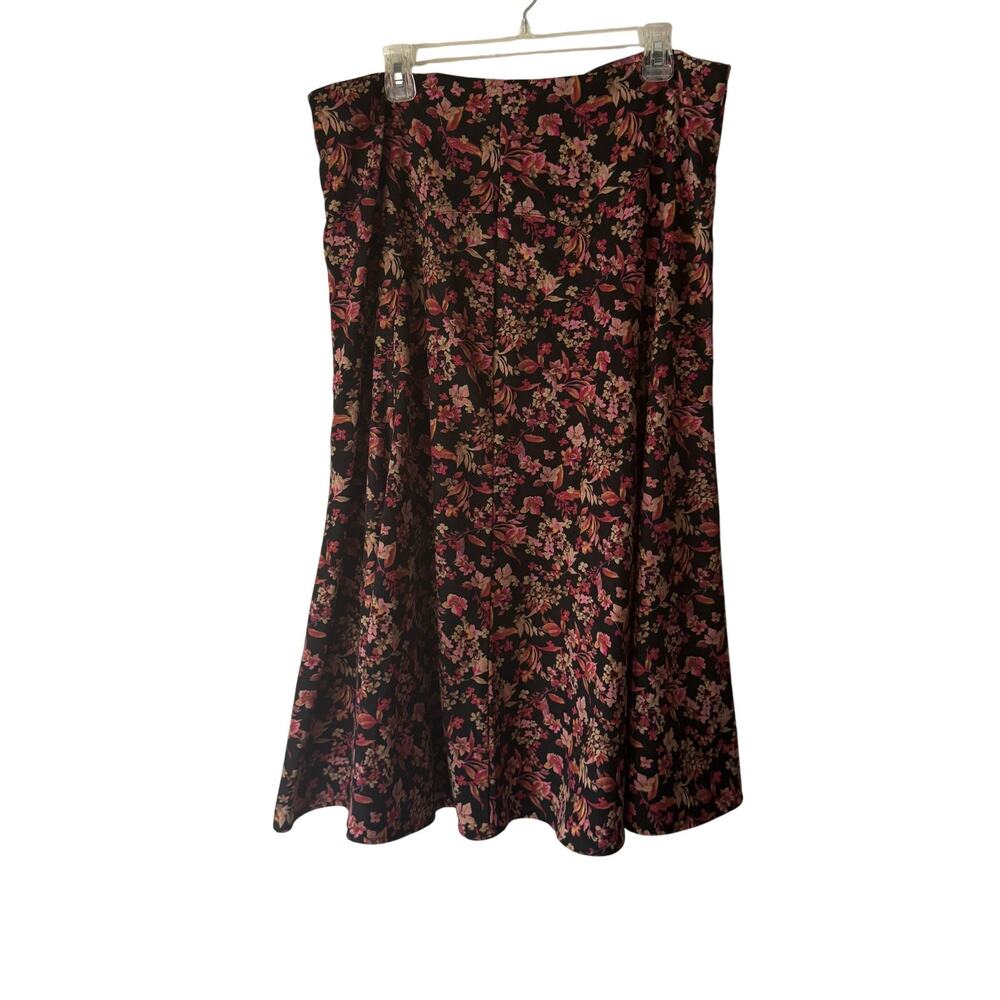 Christopher‎ & Banks Skirt Vintage 16 Black Pink Floral A Line Midi Whimsigoth